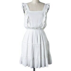 Glam Ruffled Sleeveless Tiered Babydoll Dress Off White Size Medium NWT